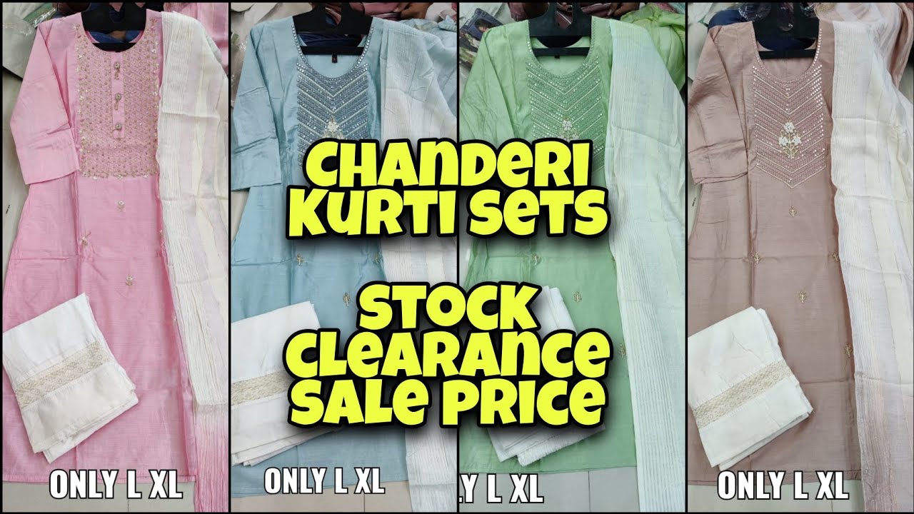 Chanderi kurti sets || stock clearance sale || low prices