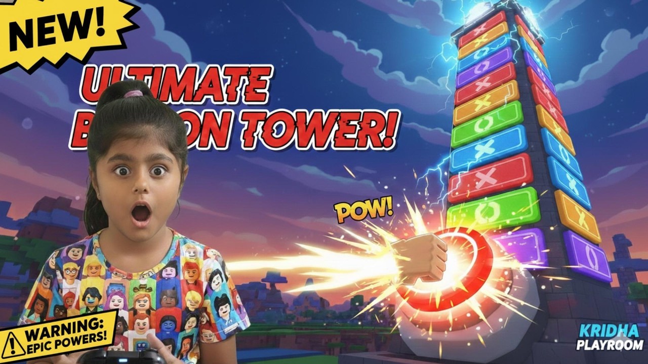 Can I reach the TOP of Punch Button Tower? 🥊💨#Roblox #PunchTower #KridhaPlayroom #Gaming #shorts
