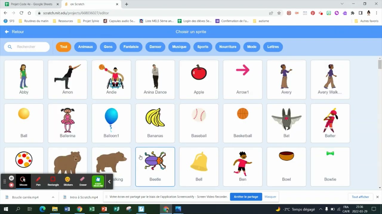 Faire un changement de costume dans Scratch