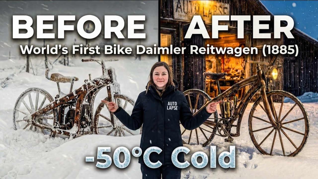ASMR Restoration Of World’s First Bike in a Snowstorm ❄️ Daimler Reitwagen 1885 | 4K Video
