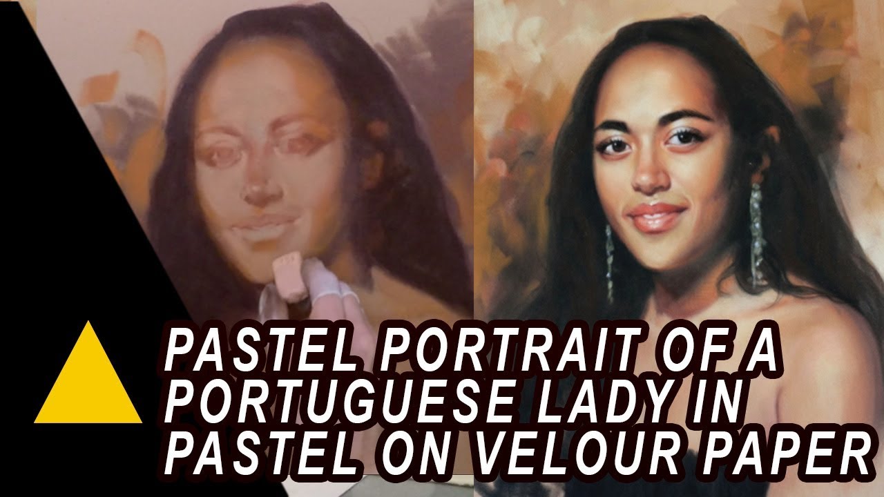 Portrait au pastel  d'une jeune femme brune sur papier velours par Gérard Minéo
