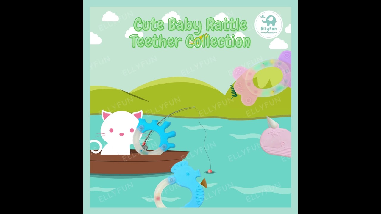 Ellyfun Cute rattle Teether Collection BPA Free Baby Silicone Teether Chew Toy BT0068-79