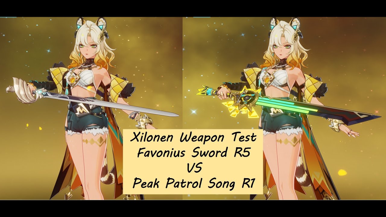 Xilonen C0 Weapon Test - Favonius Sword R5 VS Peak Patrol Song R1 - Genshin Impact