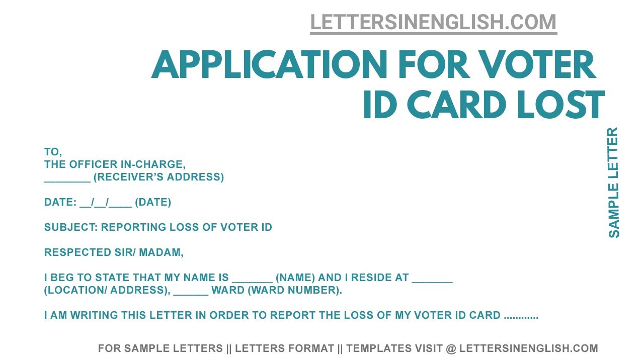 How To Write Application For Lost Voter ID Card &ndash; Sample Letter for Lost of Voter ID Card