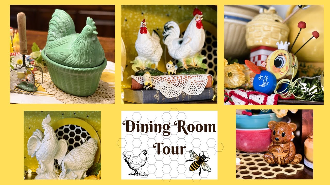 Dining Room Tour chicken and bee collection