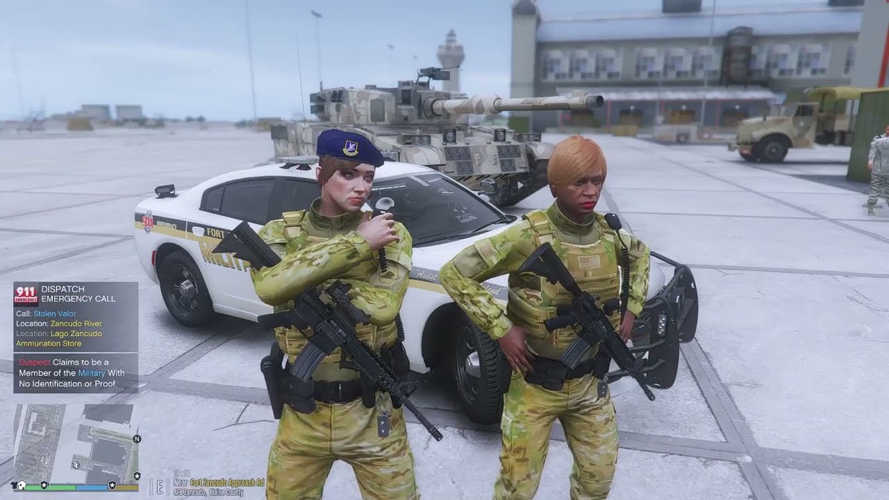 Gta 5 Lspdfr Playing As A Female Military Police - FORT ZANCUDO Patrol #gta #gta5 #lspdfr