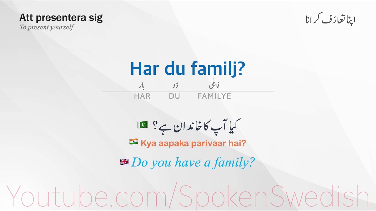 Learn Swedish through Urdu / Hindi - To present yourself
