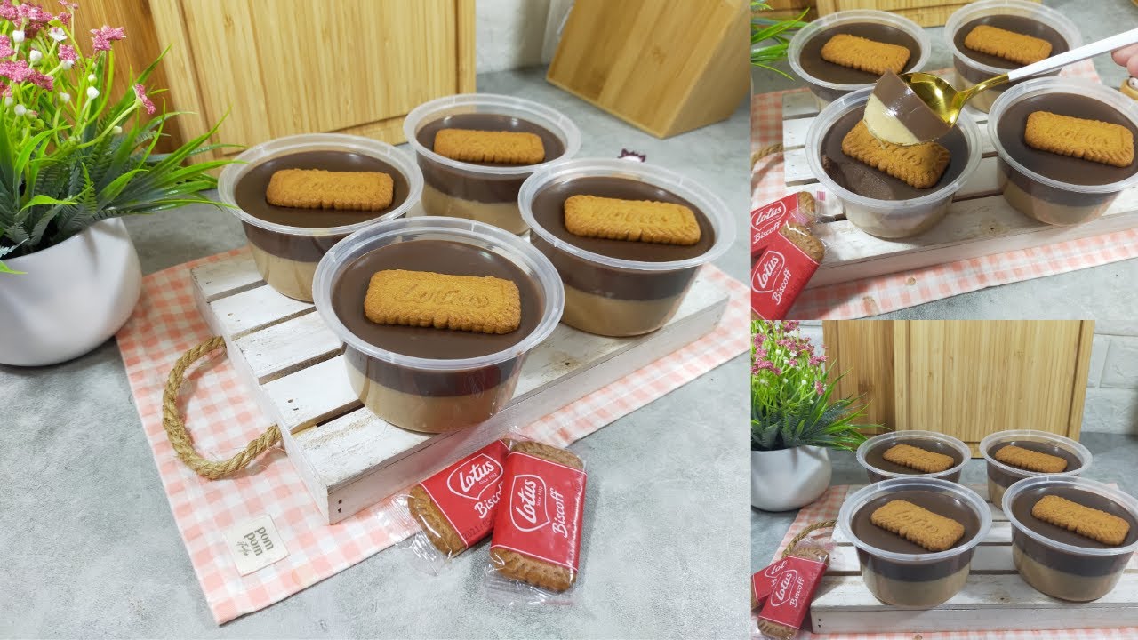 PUDING LOTUS BISCOFF COKLAT | ide jualan puding cup #idejualan #pudingcup #lotusbiscoff #lotus
