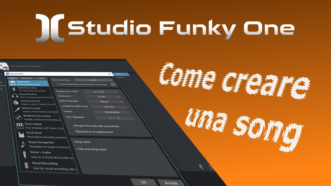 Studio One, come creare una song e come usare i mix templates #2 (ITA)