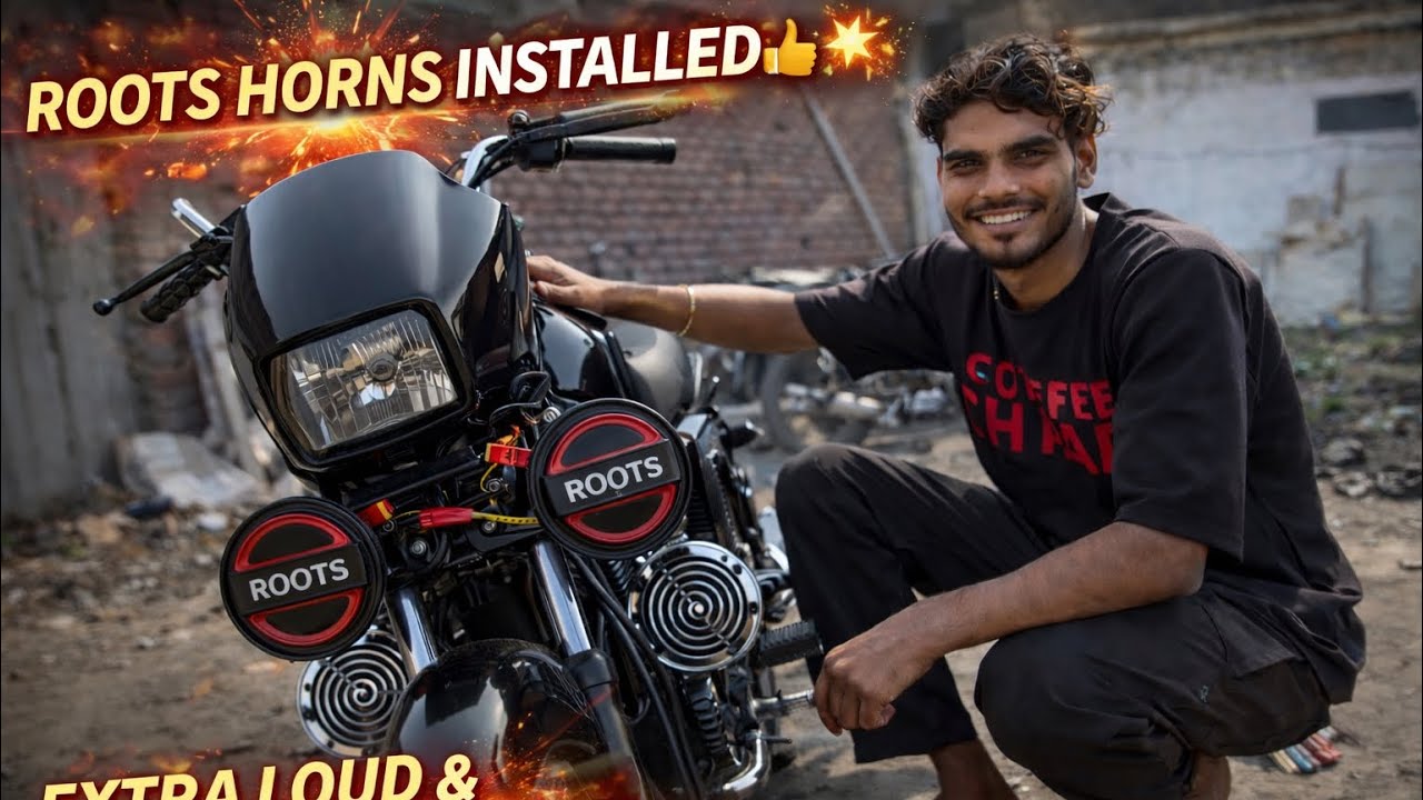 आज karva दिया अपनी bike में roots के horn का work ✅| Ankit saini| video❤️|