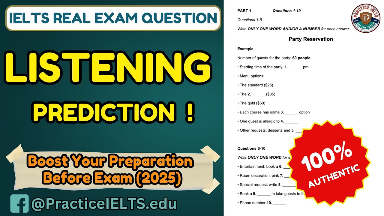IELTS Listening Test Prediction – Party Reservation | Upcoming Exam