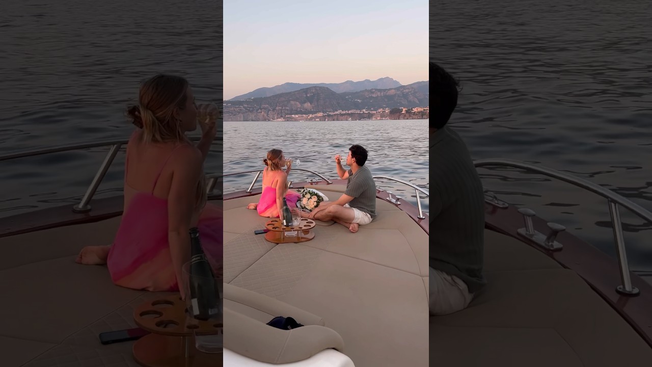 Sunset boat tour in Sorrento🌅  with @SorrentoVoyage #sunset #boattour
