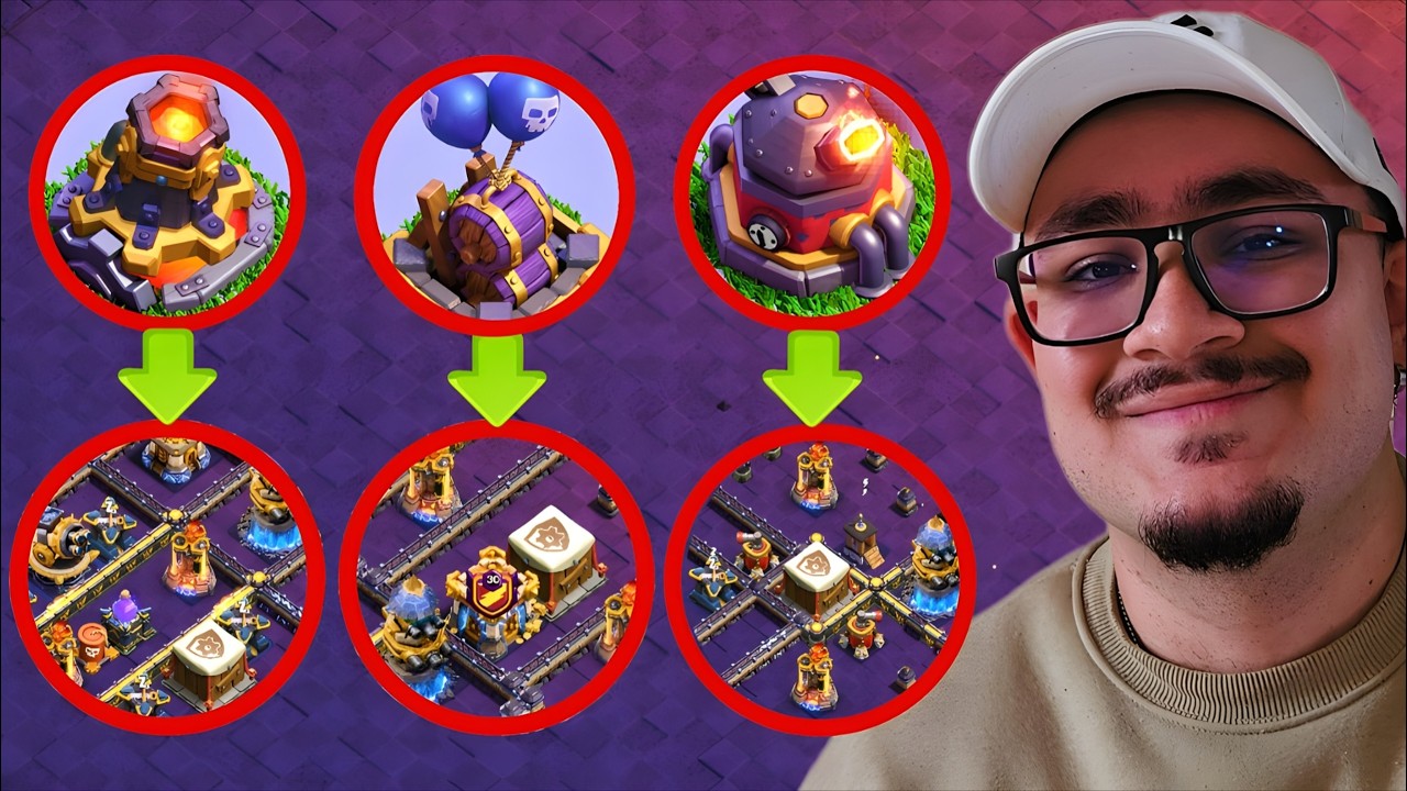 Схема расположения баз TH18 для всех созданных защитных сооружений (Clash of Clans)