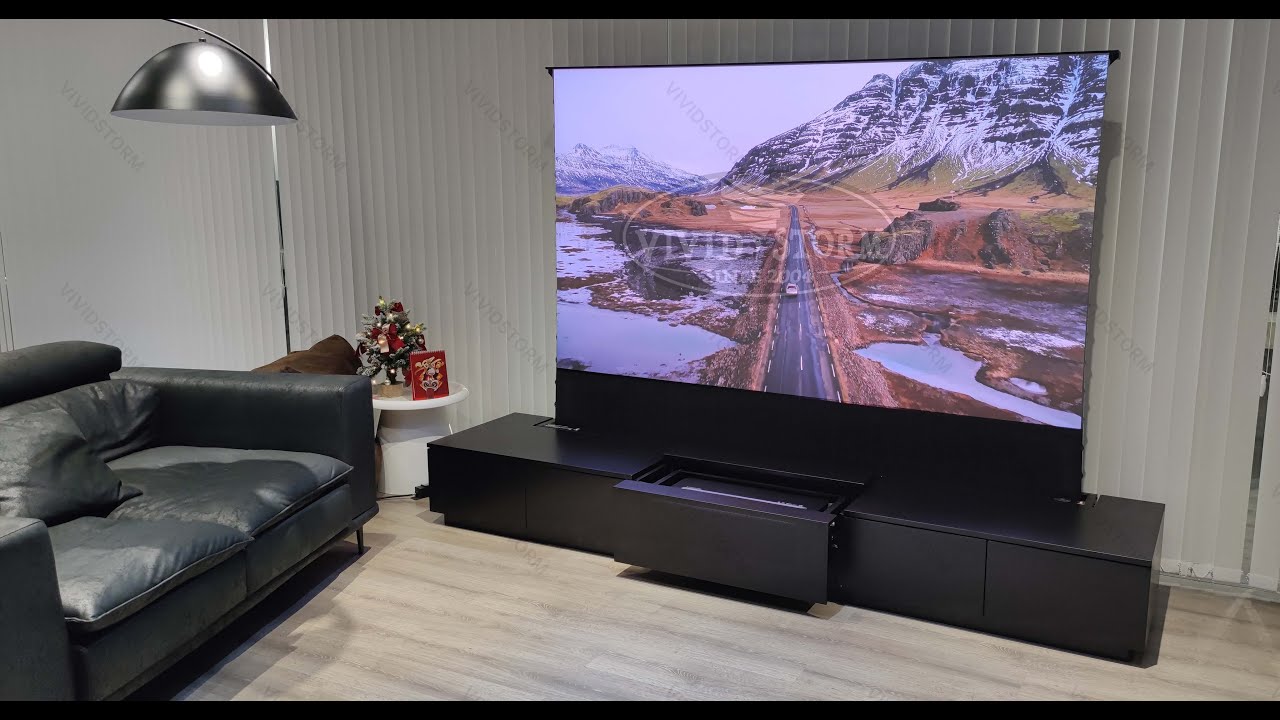 VIVIDSTORM Motorized Laser TV Cabinet Monte Carlo Assembly Video