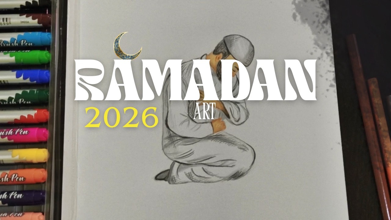 Ramadan Special Drawing 2026 | Sujood Drawing with Nasheed 🤍 | Islamic Art of Prayer