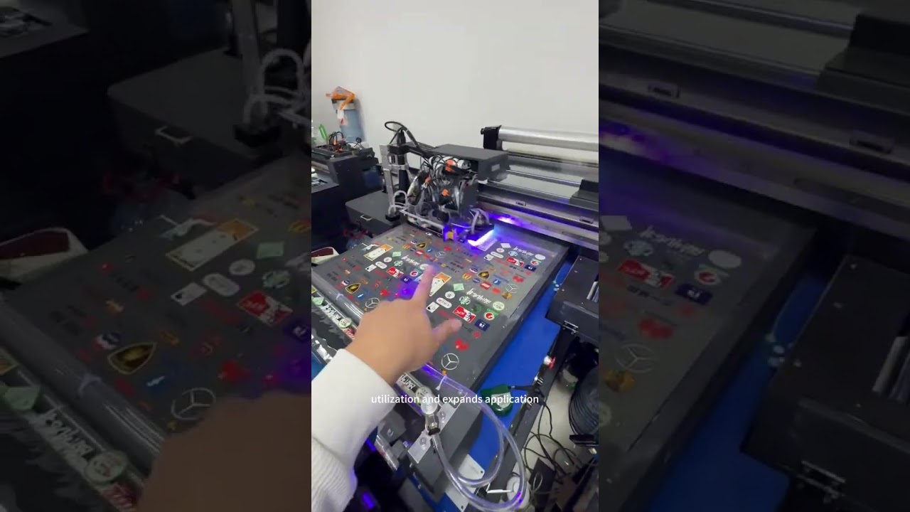 The UV flatbed printer  with a roll-to-roll system, enabling both flatbed and roll media printing.