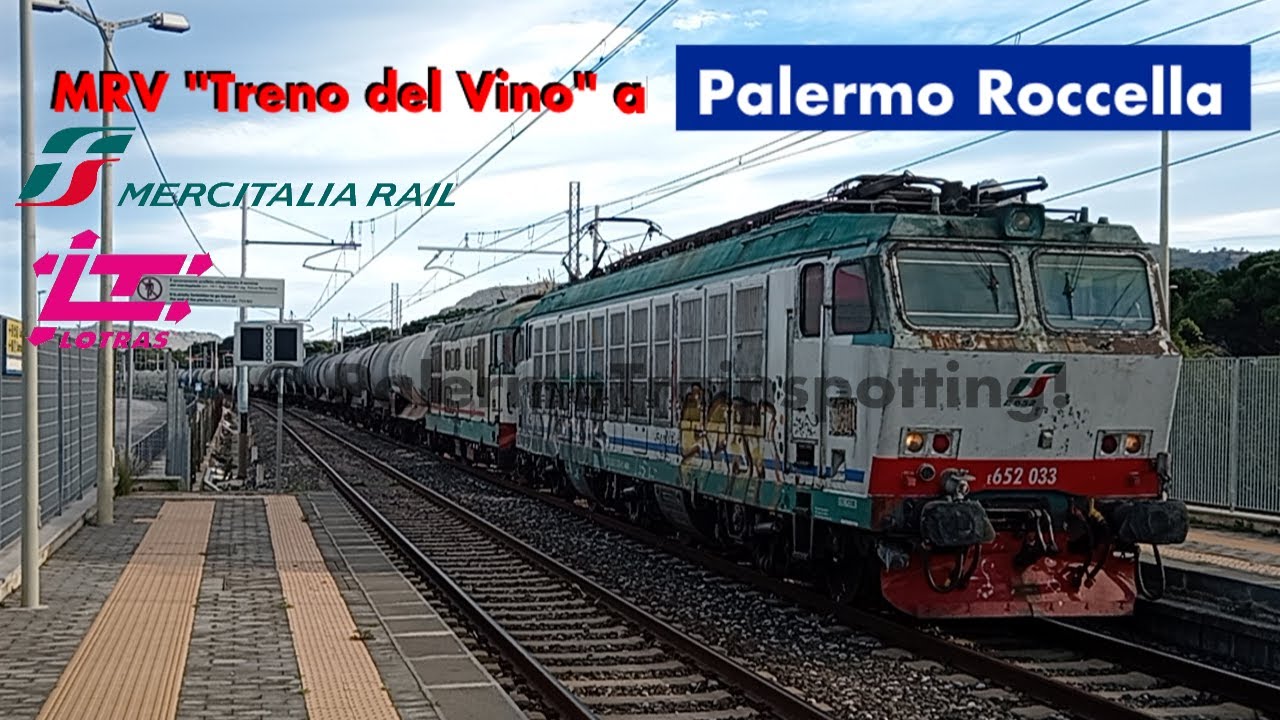 E652 033 + D345 1080 CON TRENO MERCI MESSINA - PALERMO IN TRANSITO ALLA STAZIONE DI PALERMO ROCCELLA