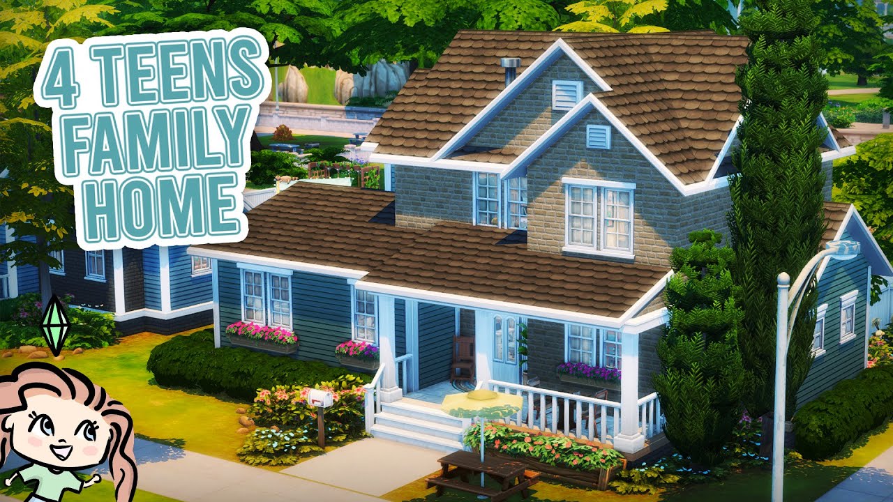 4 Teens Family Home 🌳 || The Sims 4 Speed Build