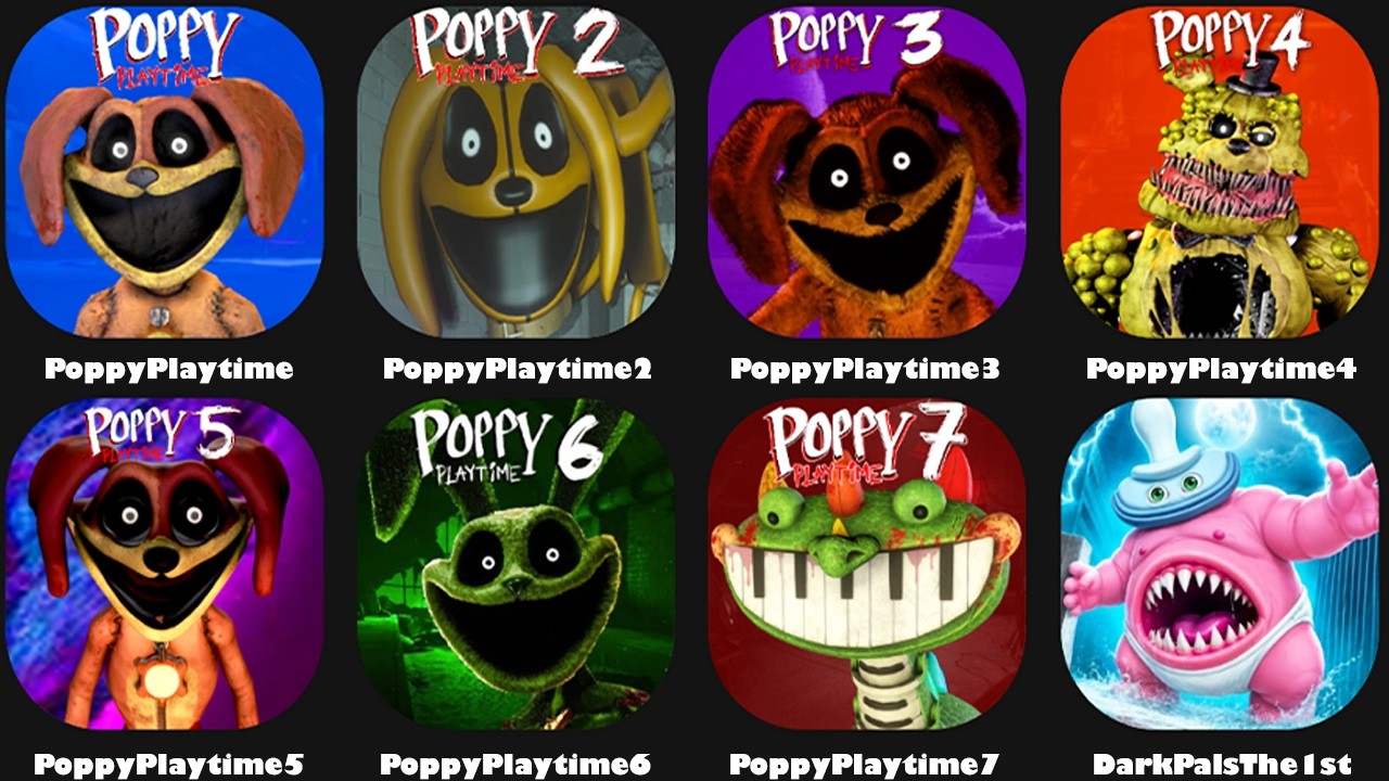 Dark Pals The 1st Floor All Main Bosses With Healthbar vs Poppy Playtime Chapter 1, 2, 3, 4, 5,6,7,8