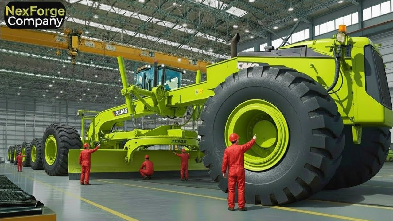 World’s Largest Lemon Green XCMG GR5505 Mining Motor Grader 2024 – Full Factory Reveal in 10 Minutes