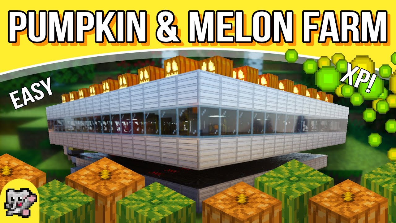 EASY Pumpkin & Melon Farm | Minecraft Farm Tutorial | BEDROCK MCPE JAVA XBOX PS SWITCH