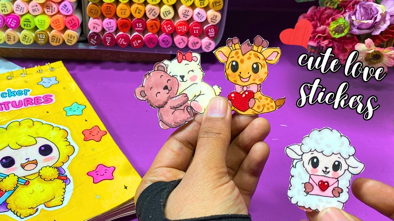 Making Handmade Love Stickers 💕 | Cute DIY Stickers with Satisfying Sounds