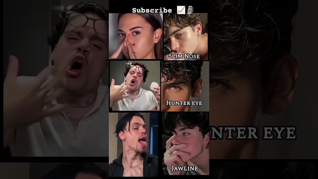 Exercise for jawline, hunter eyes,slim nose #glowup #looksmaxxing #trendingshorts #youtubeshorts