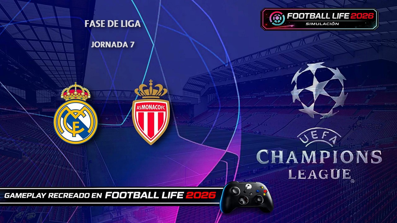 PES21 - UEFA Champions League 25/26 | Fase de Liga | ⚪ Real Madrid 🆚 🔴⚪ AS Monaco | FUMA