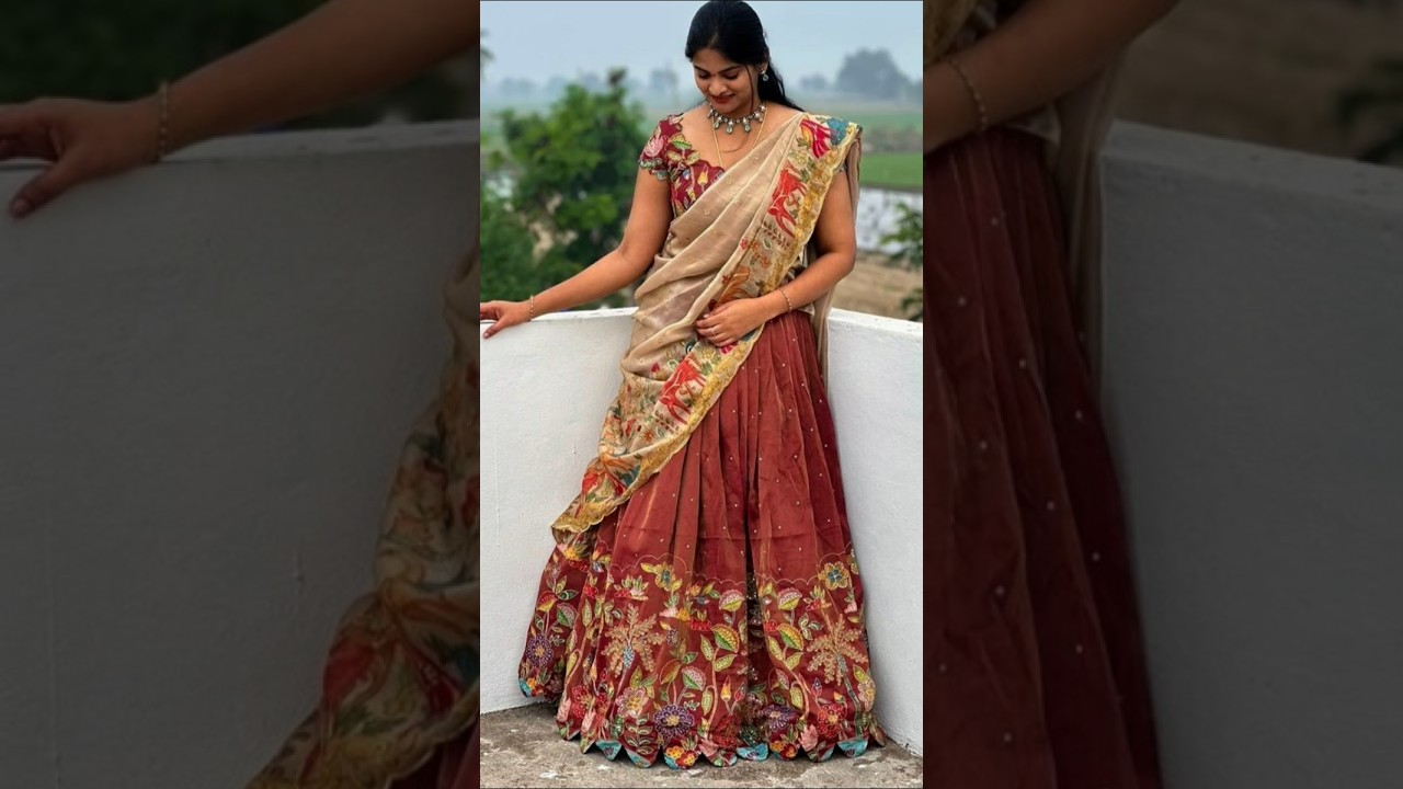 part-41 half saree designs #new model kallamkarri half saree with blouse designs
