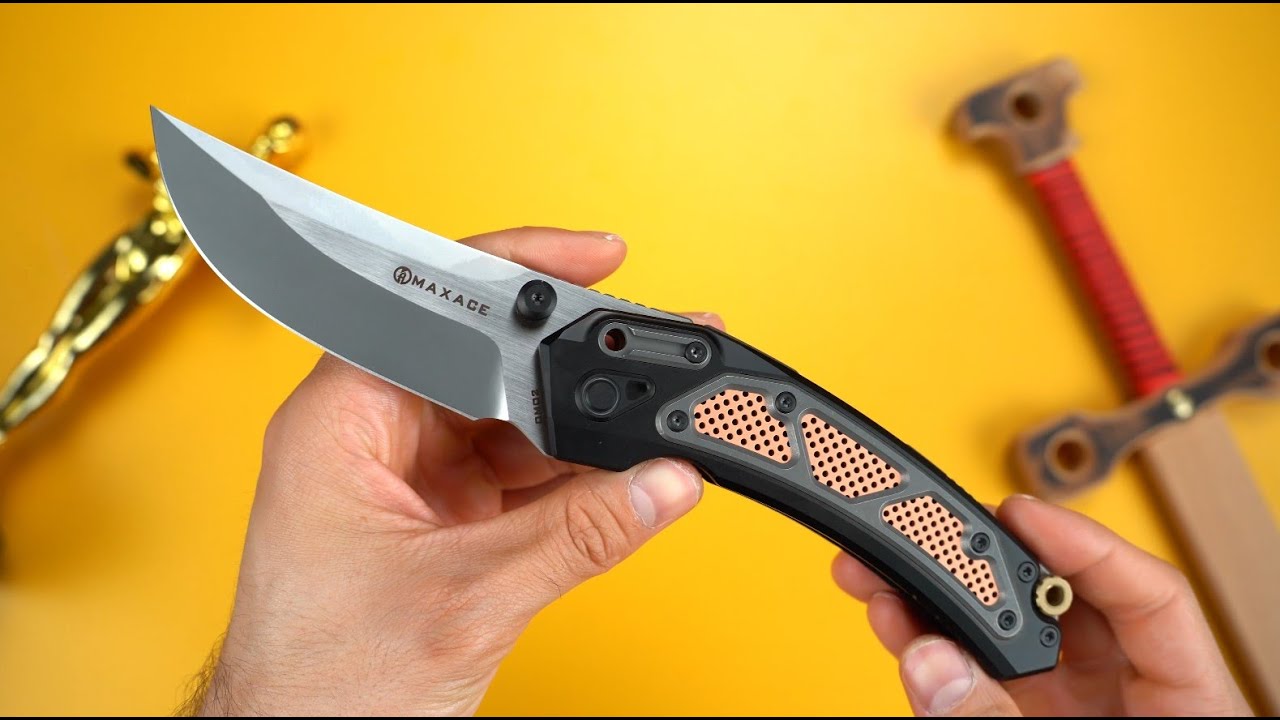 Складной нож Maxace BlackLight-01 сталь M390, рукоять PVD Titanium/Copper