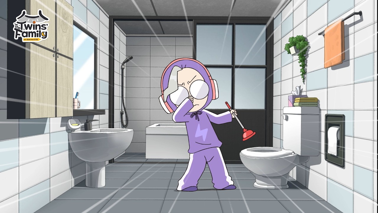 C&ocirc;ng tr&igrave;nh vĩ đại qu&aacute; n&ecirc;n toilet chịu kh&ocirc;ng nổi!  / Twin Family in Korea