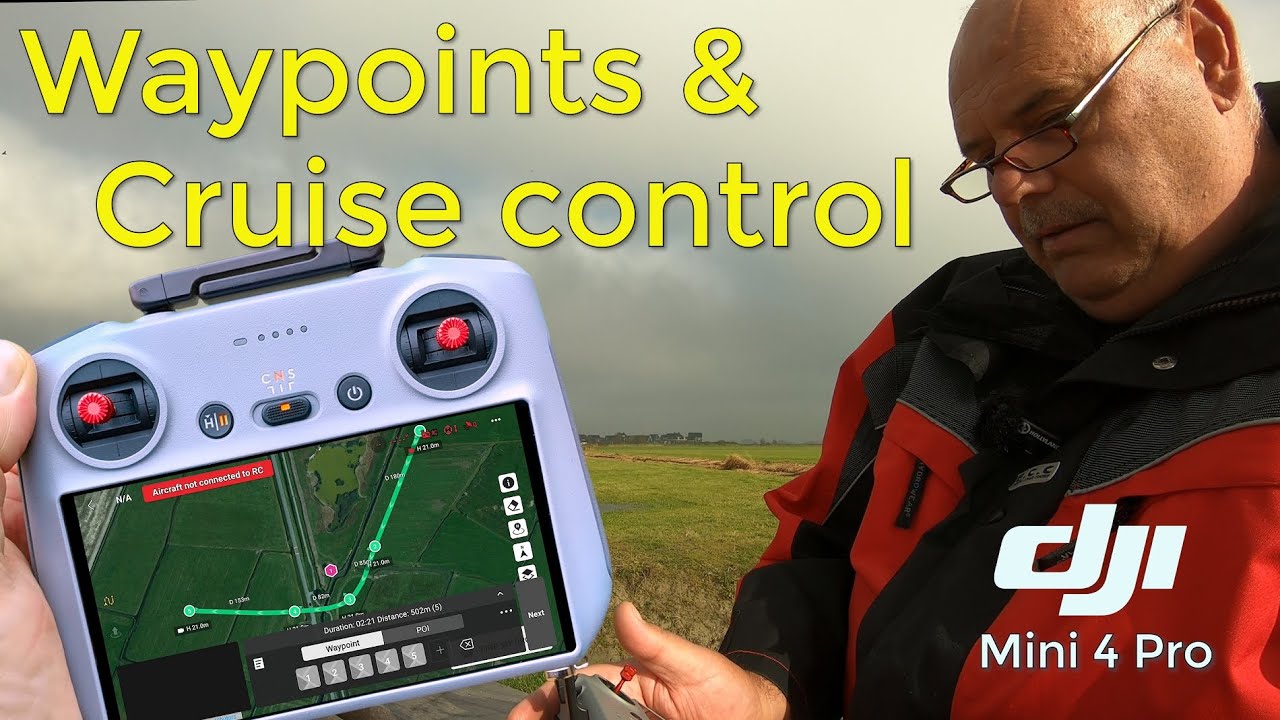 DJI Mini 4 Pro Waypoint mission, cruise control, advanced return to home vlak onder Harlingen.