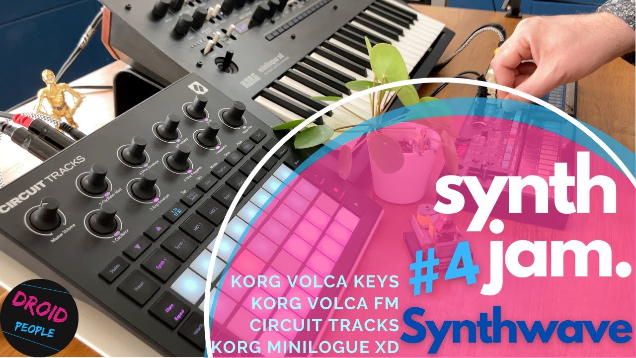 Synth Jam #4 - Synthwave: Korg Minilogue XD - Volca Keys & Volca FM - Novation Circuit Tracks