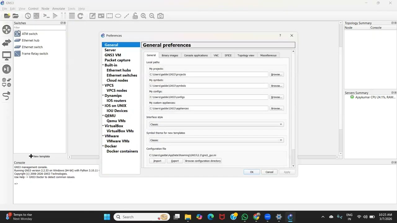 GNS3 Install local PC