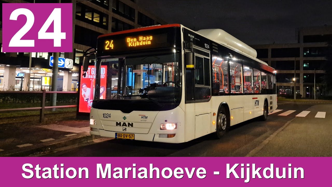 HTM lijn 24: Station Den Haag Mariahoeve - Den Haag Kijkduin - Garage Telexstraat | HTM 1024 | 2024