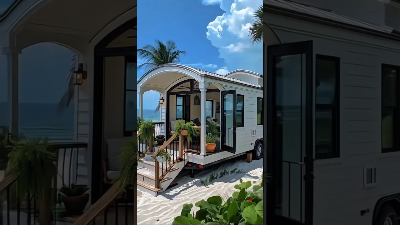 Luxury Tiny House on the Beach 🌊✨ | Paradise on Wheels #TinyHouse #TinyHome #BeachHouse