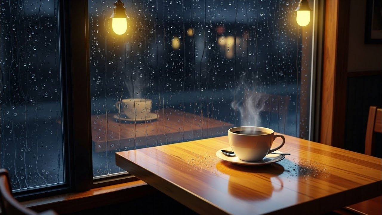 Rainy Cozy Café Ambience ☕ Relaxing Coffee Shop Sounds for Study, Work & Sleep