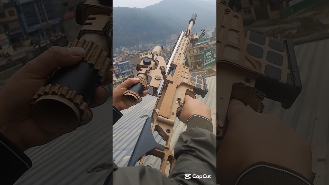 cardboard sniper rifle powerful shoots/gun/banduk/paper bullet shoots