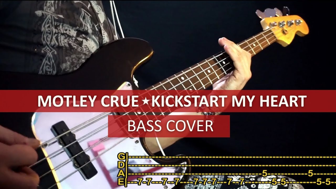 M&ouml;tley Cr&uuml;e - Kickstart my heart / bass cover / playalong with TAB