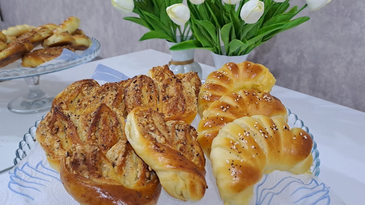 1 xəmirdən şirin və pendirli bulka😍Asan resept.Сладкие и сырные булочки из одного теста 😍 