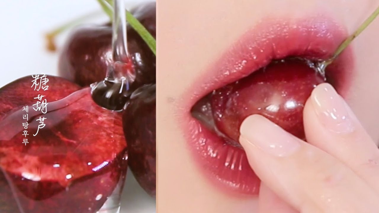 탕후루맛.zip🍒 탕후루 광택 틴트 추천 + 오버립  메이크업  * OVERLINE LIPS TUTORIAL * LIP SWATCHES