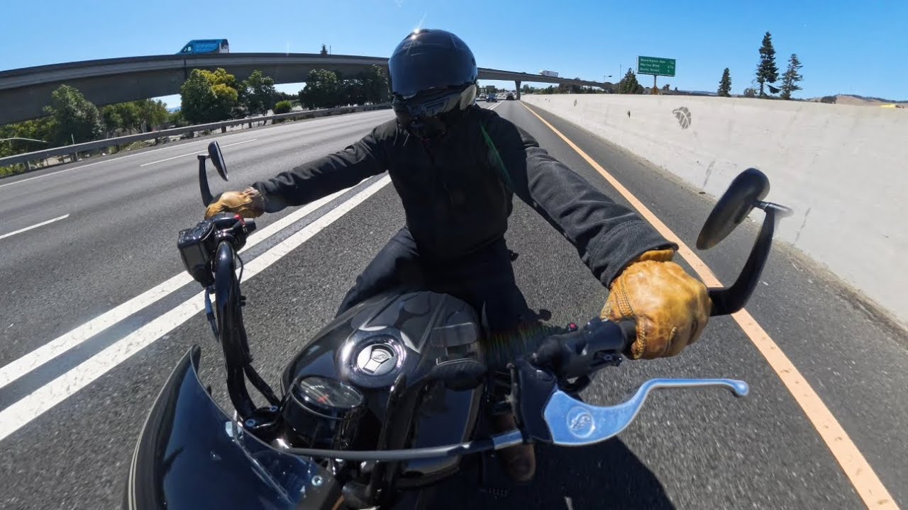 After Work Escape:  Highway Ride on My Indian Scout Bobber