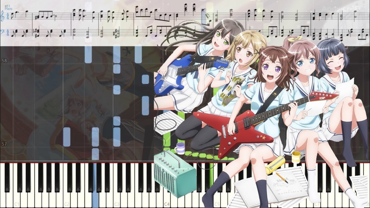 【バンドリ】夢を撃ち抜く瞬間に！/ Poppin'Party (full ver) ピアノ 楽譜