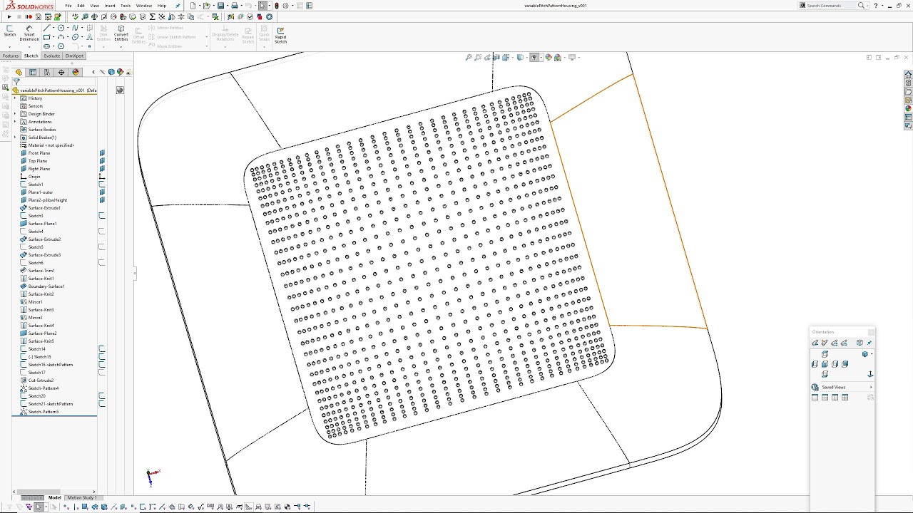 Solidworks: Variable pitch pattern using sketch segments