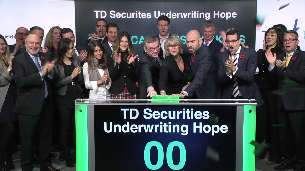 TD Securities Underwriting Hope opens Toronto Stock Exchange, November 10, 2017