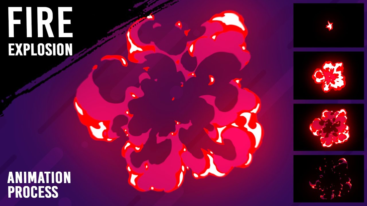 Fire Explosion 2D FX-animation Process. Покадровая анимация взрыва.