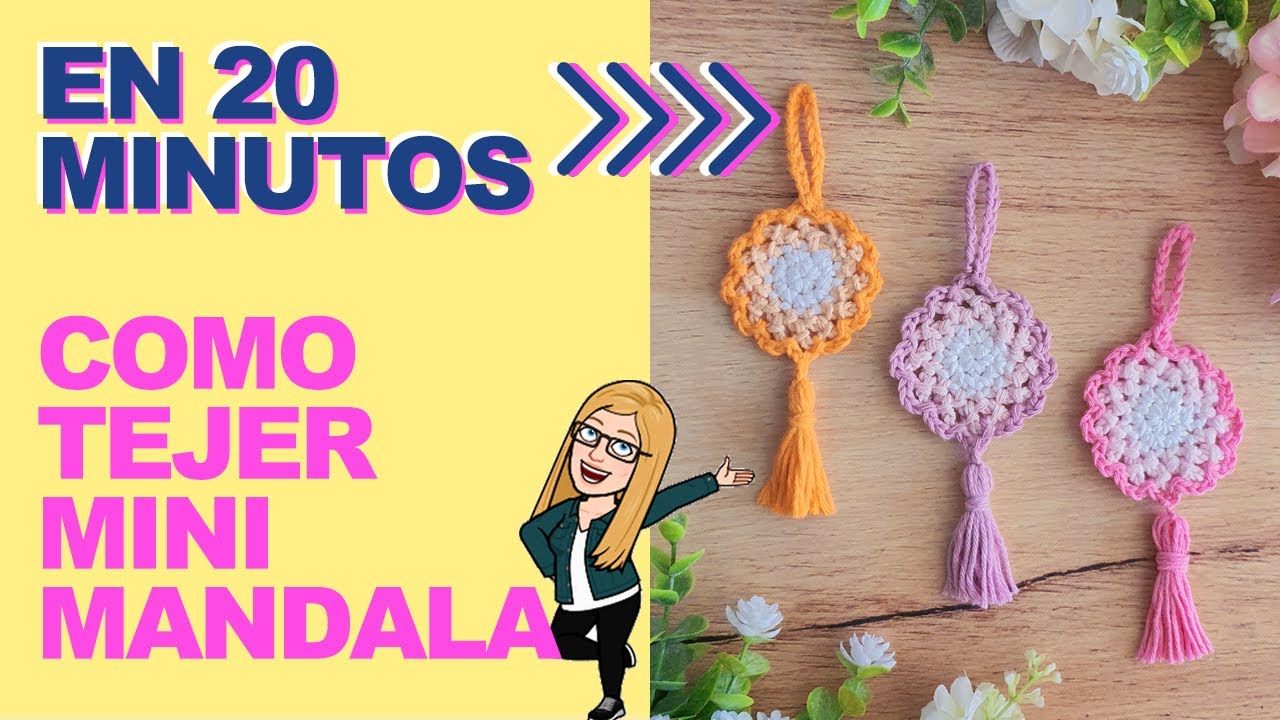 Mini MANDALA a crochet FÁCIL paso a paso en ESPAÑOL - 15 cm de largo TOTALES! ENG SUBS