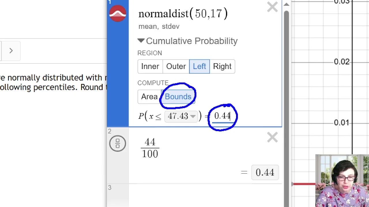 Finding Percentiles of Normal Distribution using Desmos