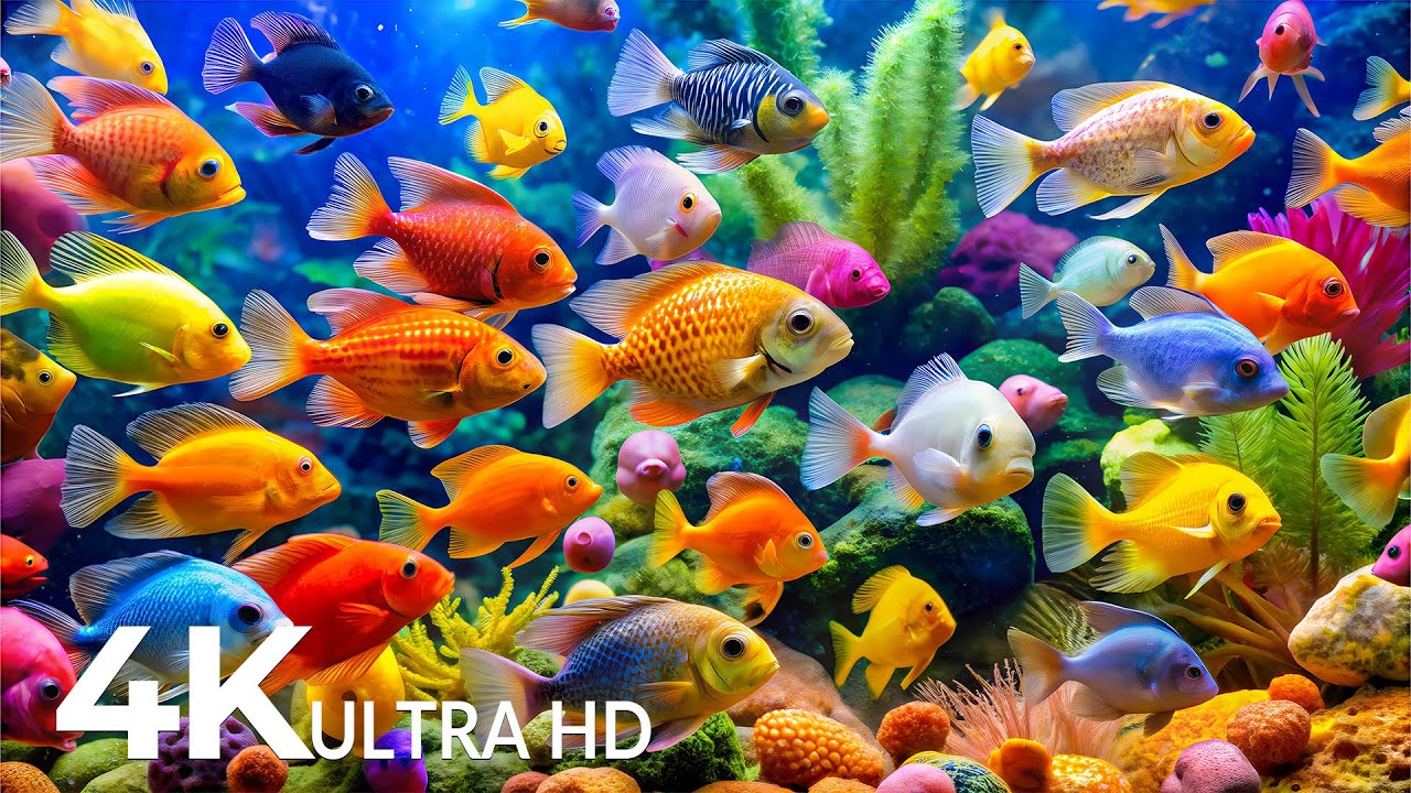 DREAM AQUARIUM 4K - Marine Life, Sea Animals and Coral Reef - Fish Tank Sounds for Deep Sleep #45