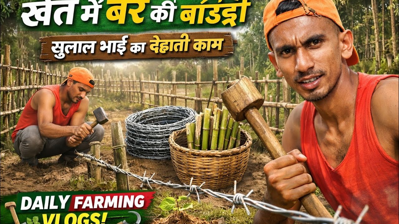 खेत मे बार / बसकी बाउंड्री , दैनिकजीवन,# village life,